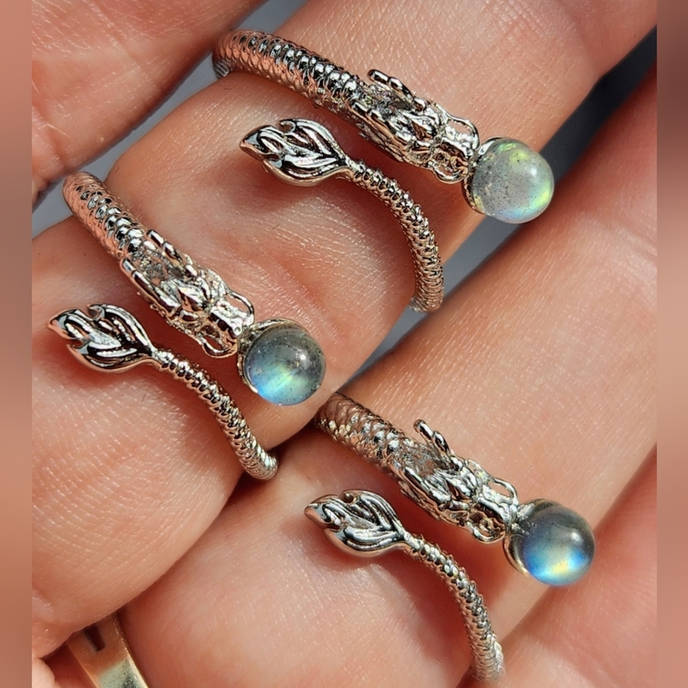 Labradorite Dragon Ring. Adjustable Crystal Jewle… - image 1